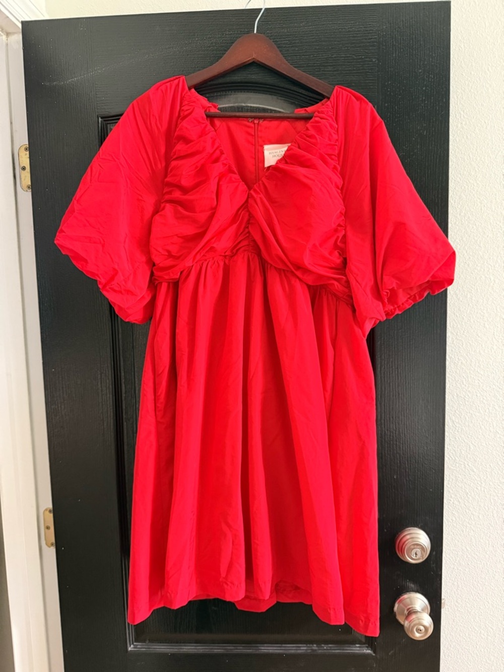 Tuckernuck Red V-Neck Puff Sleeve Mini Dress - Picture 2 of 5